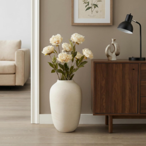 Minimalist matte white tall floor vase, pastoral style dried flower vase, suitable for living room, entryway, desktop, and wedding scene soft furnishings