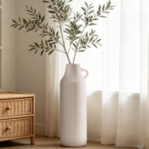 Bohemian ceramic floor vase with handle, large capacity dried flower vase, minimalist and luxurious soft furnishing for living room desktops